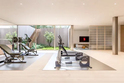 620 Adelaide Drive, Santa Monica, CA: Gym and garden (rendering)