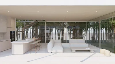 620 Adelaide Drive, Santa Monica, CA: ADU living room and kitchen (rendering)