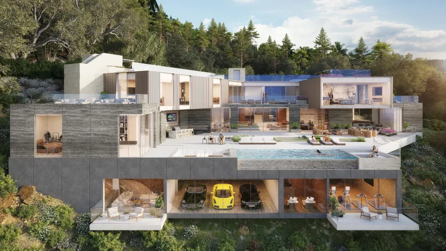 960 Stradella Road, Bel Air, CA: Aerial 2 (rendering)
