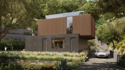963 Roscomare Road, Bel Air, CA: Driveway (rendering)