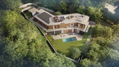 963 Roscomare Road, Bel Air, CA: Aerial (rendering)