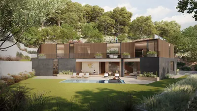 963 Roscomare Road, Bel Air, CA: Back yard (rendering)