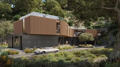 963 Roscomare Road, Bel Air, CA: Motor court (rendering)
